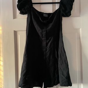 Black linen dress